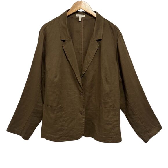 Eileen Fisher 100% Organic Linen Women’s Blazer in Brown - Size 3X - Picture 1 of 9